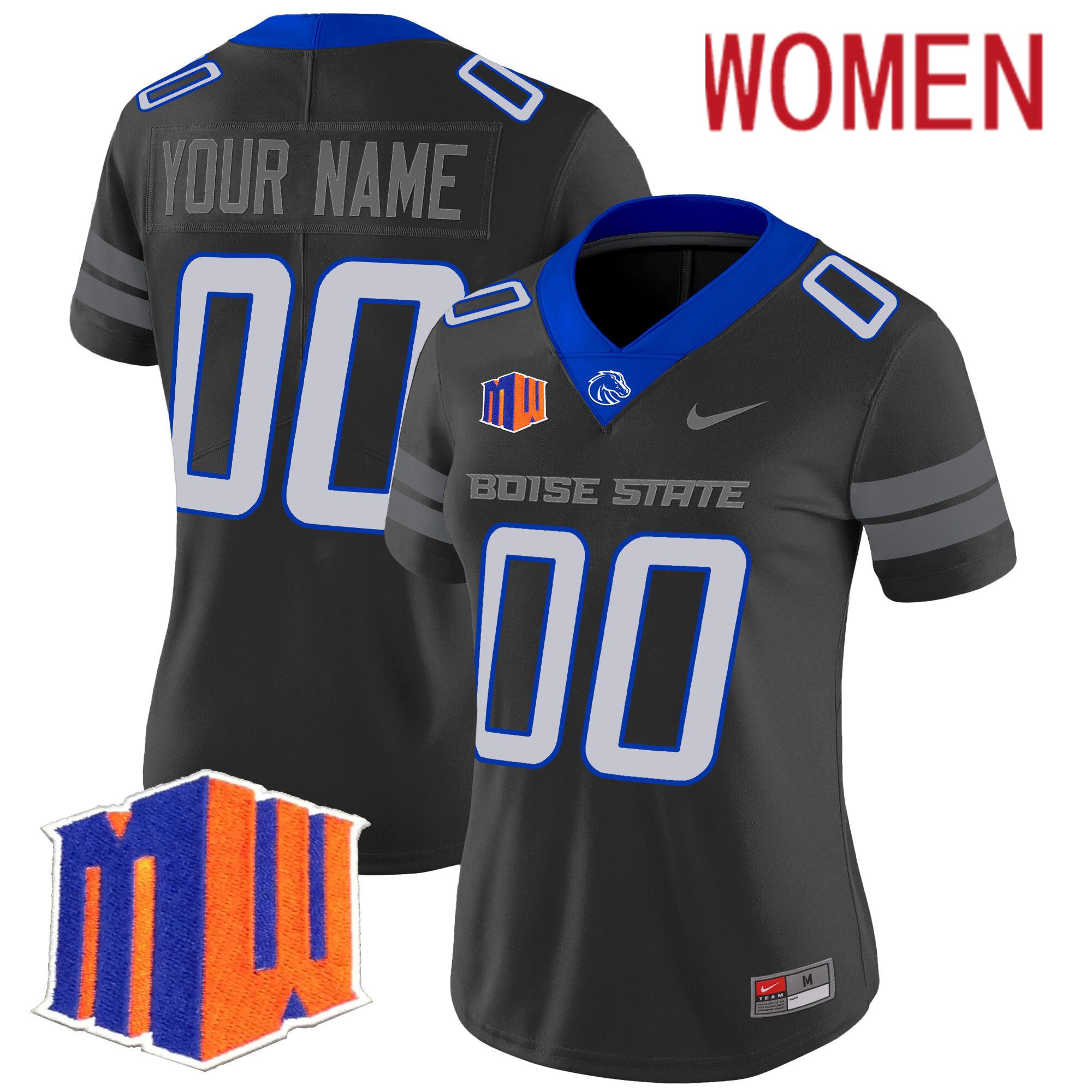 Women Boise State Broncos Black Nike 2024 Vapor Limited Custom NCAA Jersey